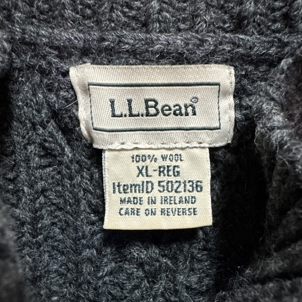 VTG LL Bean Wool Cardigan Sweater Womens XL Chunky Cable Knit Fisherman Ireland - Picture 8 of 10